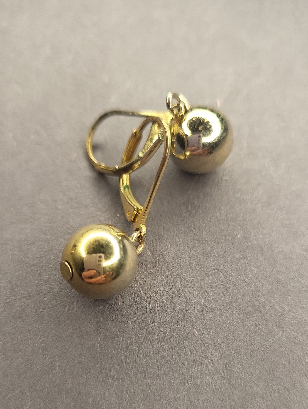 10mm Gold Ball Drop Leverback Earrings